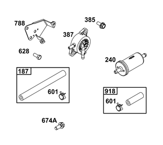 Fuel Supply Group Diagram and Parts List for 296442-0012-H5 200000 - 399999 Briggs and Stratton Engine